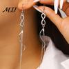 Face-flattering Earrings 1 Pair Women Infinity Symbol Tassel Long Hanging Cubic Zirconia Inlaid Metal Polished Drop Jewelry Gift