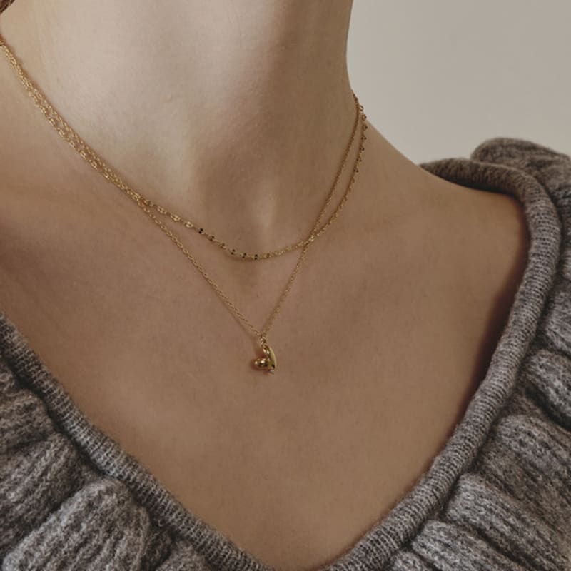 Eenie Beenie Level Heart Two-line Necklace