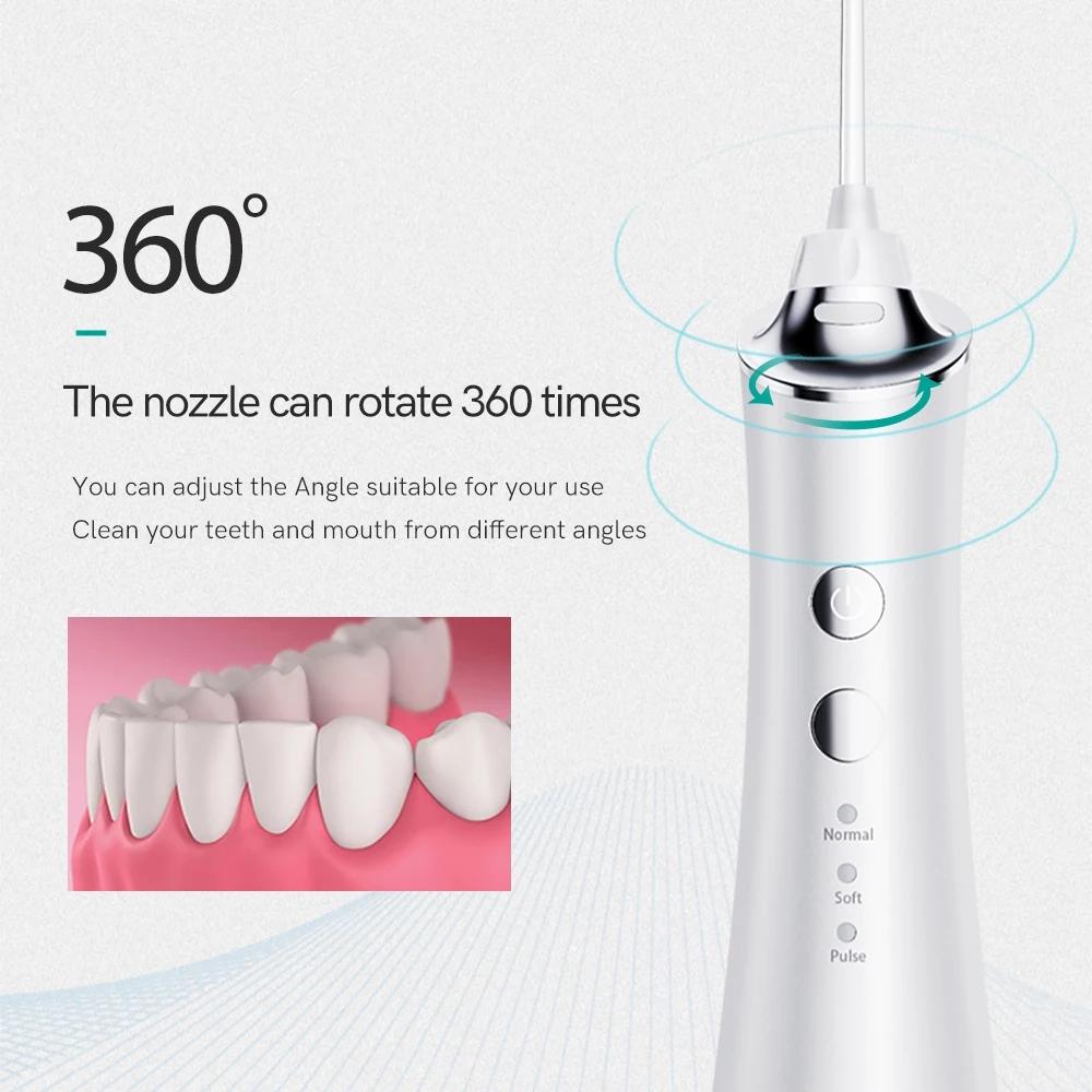 Portable Electric Oral Irrigator Waterproof USB Rechargeable Dental Water Flosser Water Jet Teeth Cleaner 5 Nozzles