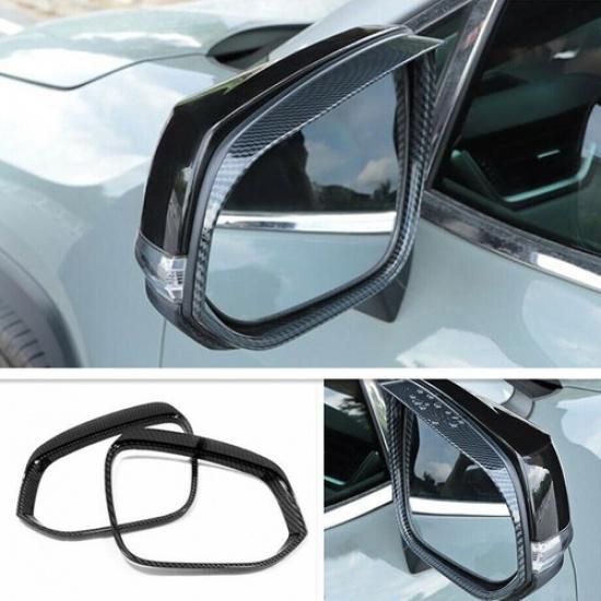 Carbon Fiber Side Mirror Rain Eyebrow Cover Trim For Toyota Highlander