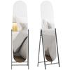 Arched Full-Length Mirror 160x40 Cm Frameless Metal Stand Standing or Wall-Leaning Mirror Black
