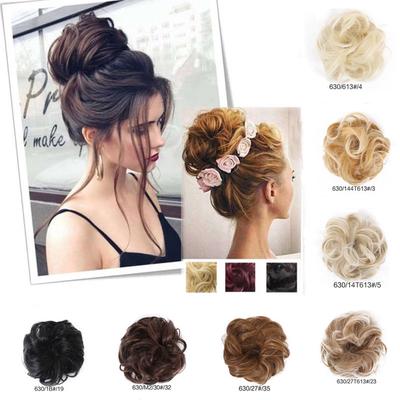 1 Pc Wig Hair Messy Wavy Bun Extension Elastic Hairpiece Band Hair