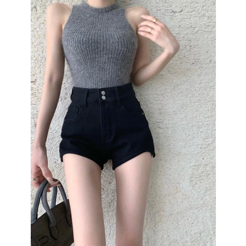 Trendy Light Color Women's Jeans: Spring/Autumn Super Short, Natural Waist, Zipper Closure.