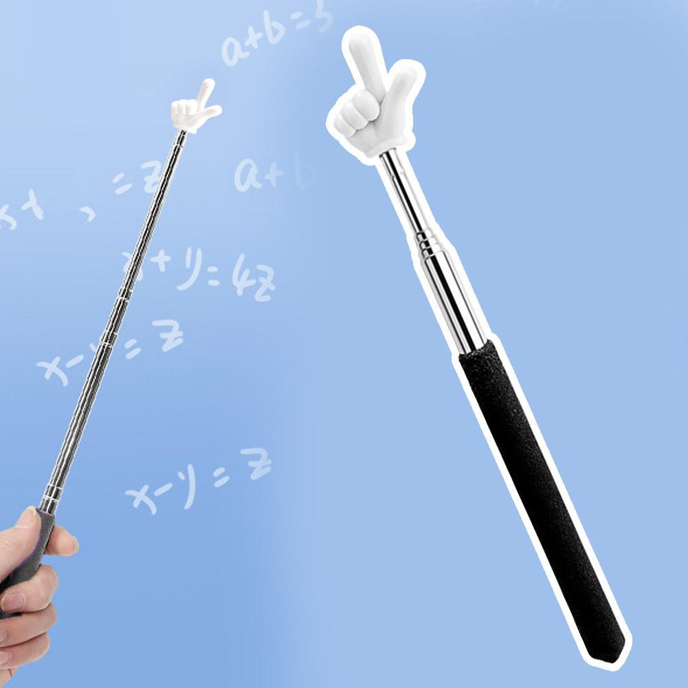 1PC Stainless Steel  School Office Teaching Pointer Telescopic Rod Finger Design Teaching Stick Finger Reading Sticks