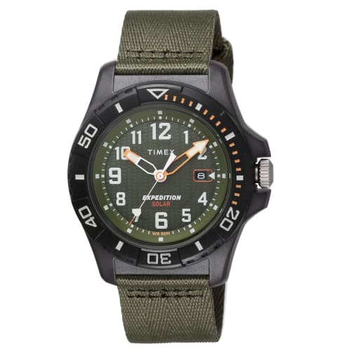 

TIMEX Expedition Free-dive Ocean Watch, 44mm, Green Dial, Ocean Plastic, Mineral Glass, Solar, 5 ATM Water Resistance, Men s, TW2V40400