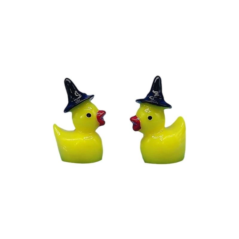 50Pcs Resins Duck Minaiture Statue With Witch Hat Halloween Gift For Moss Terrariums Display Garden Landscape Ornaments
