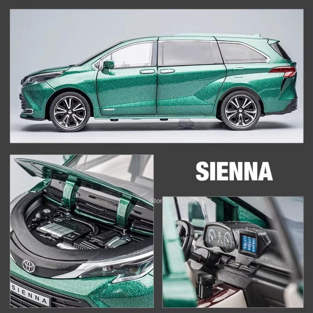 New 1:24 Scale SIENNA MPV Van Toy Car Model Die-cast Miniature Pull Back Sound and Light Car Door Can Be Opened Collectible Boy Children Gift