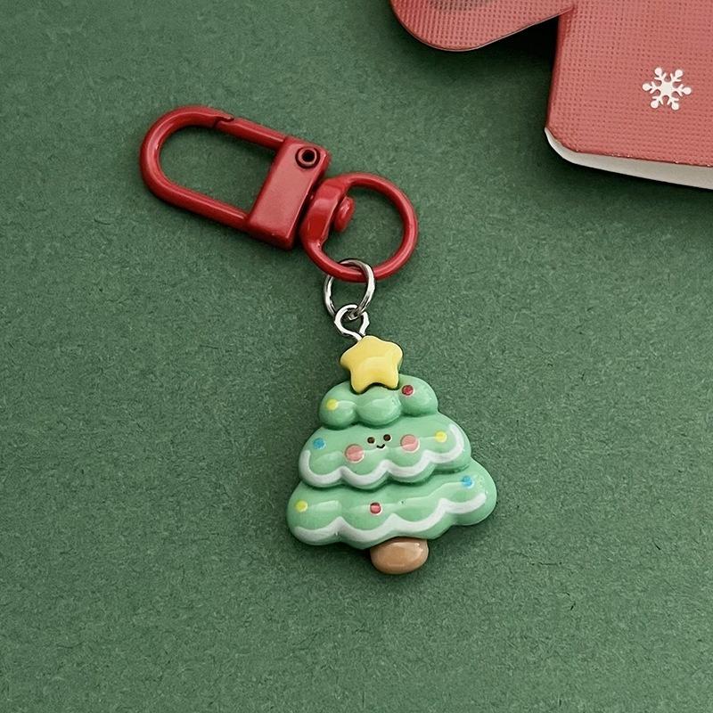 Cartoon Xmas Santa Claus Keychain Resin Gingerbread Man Elk Snowman Pendant Charms Couple Bag Hanging Decoration Christmas Gift