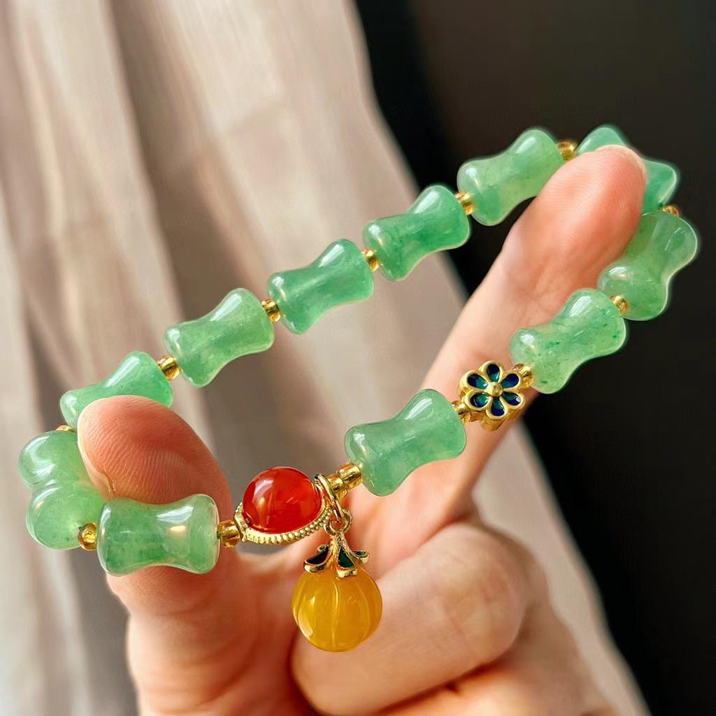 Retro Natural Dongling Jade Bamboo Joint High Bracelet Niche Design Chinese Bracelet Women