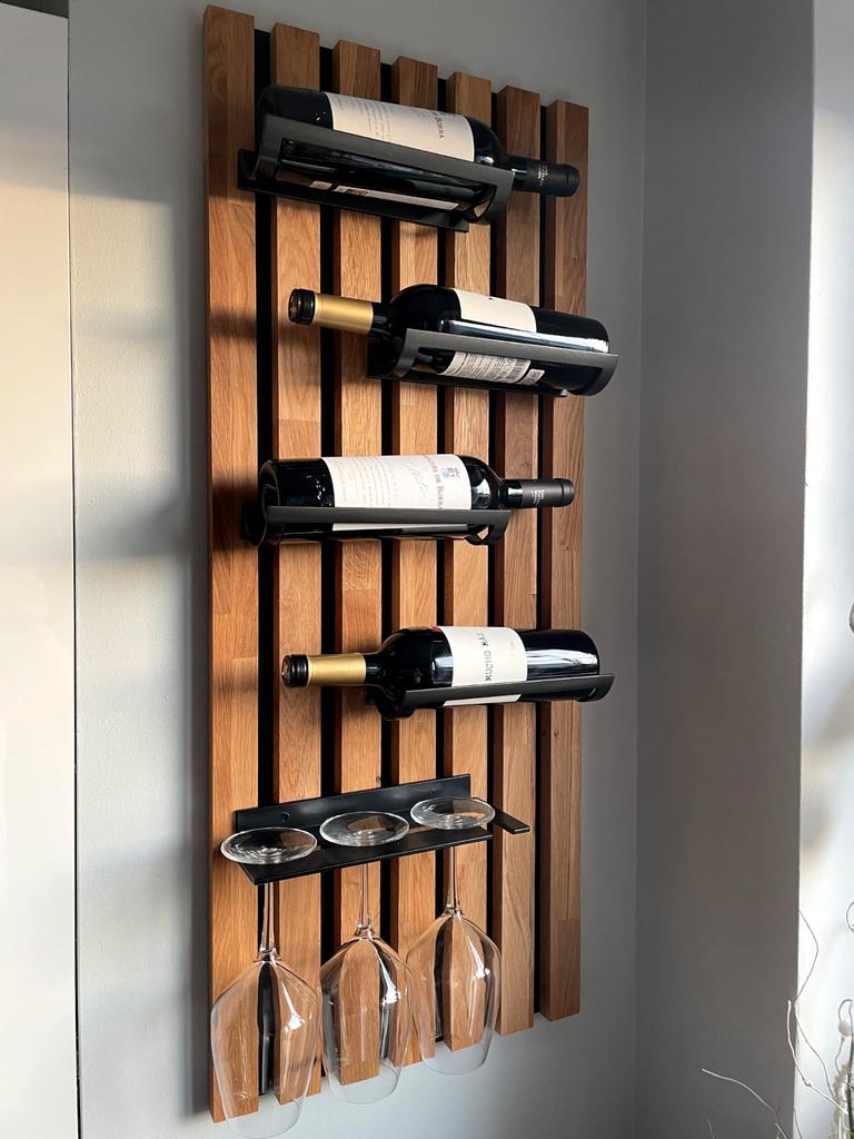 Oak Lamele wine and glass rack 98x40cm