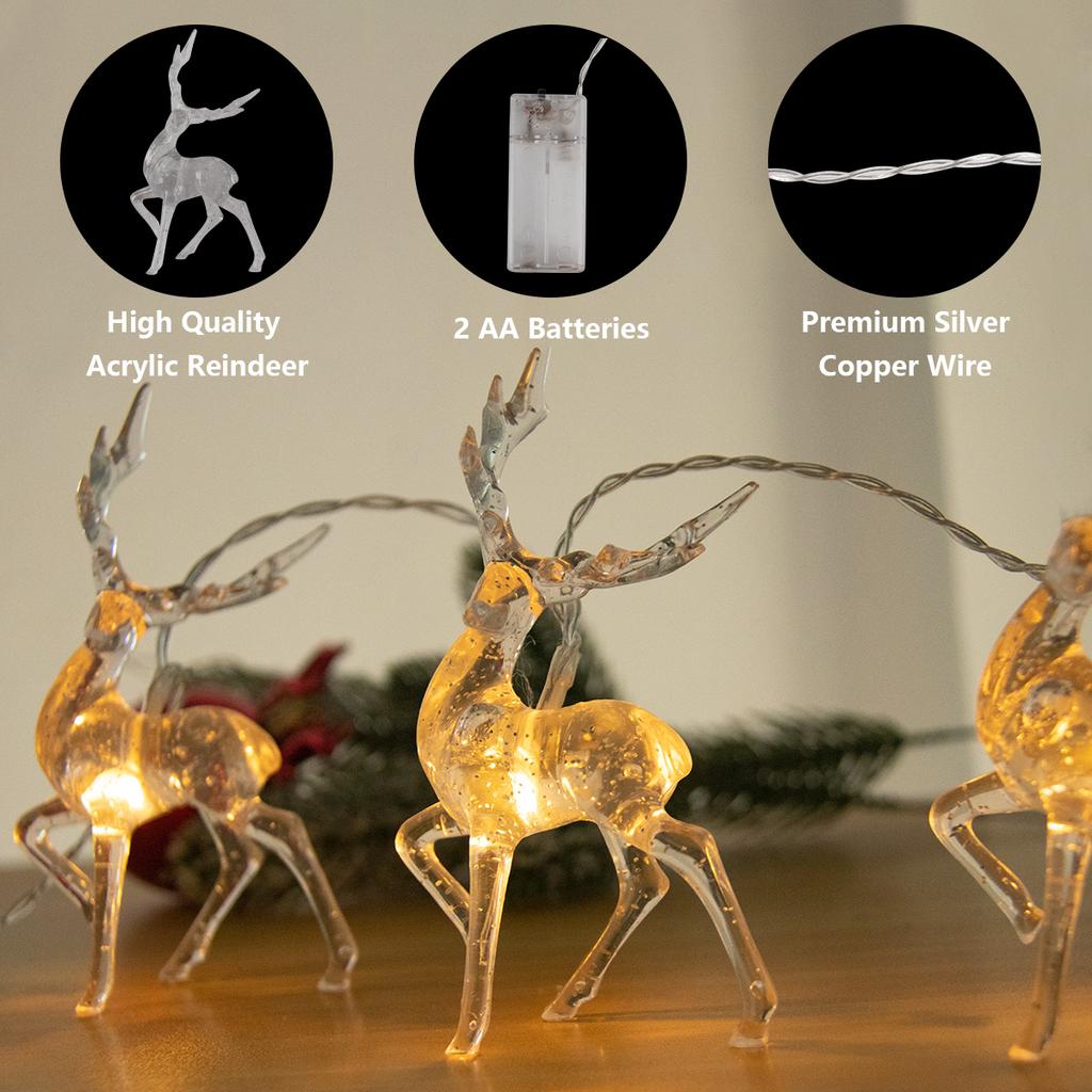 1.5/3m 3D Christmas Reindeer LED Deer String Light Xmas Tree Hanging Fairy Lights Christmas Home Party Decor Navidad Decorations