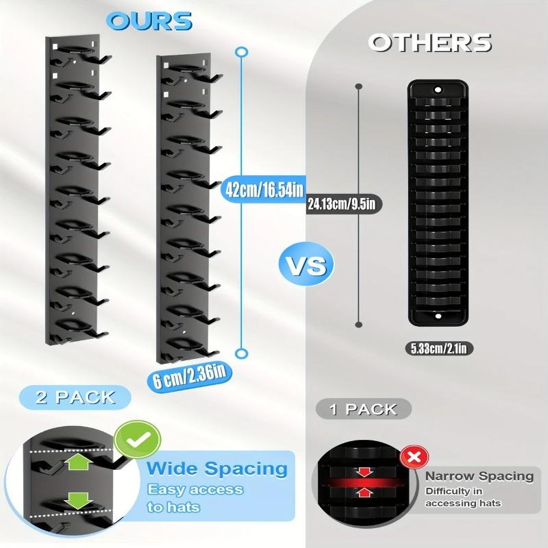 1pc Heavy Duty Baseball Cap Holder Rack, Space-Saving Vertical Wall Mount Organizer