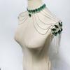 Rhinestone Shoulder Chain, Green Love Pendant Rhinestone Shoulder Chain, Dinner Party Shoulder Chain Body Jewelry Women