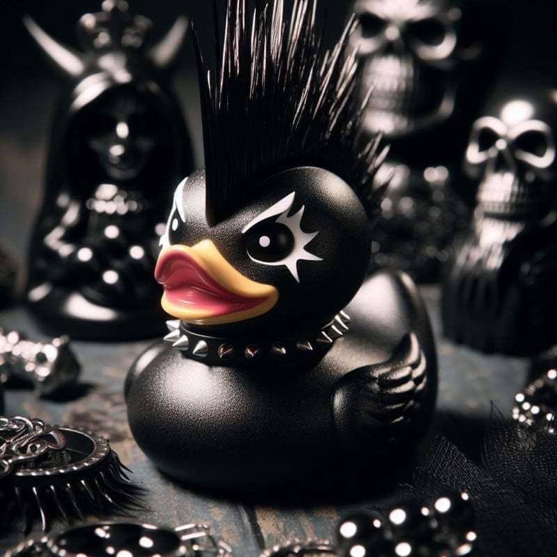 Lovely Duckieville Duck Statuette Punk Rock Duck Statue Satanic Duck