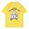 Off To Praise The Lord Christian T Shirt Funny Cat On Scooter With Bible Meme Tshirts Unisex Unisex Casual Fashion Loose Tshirt