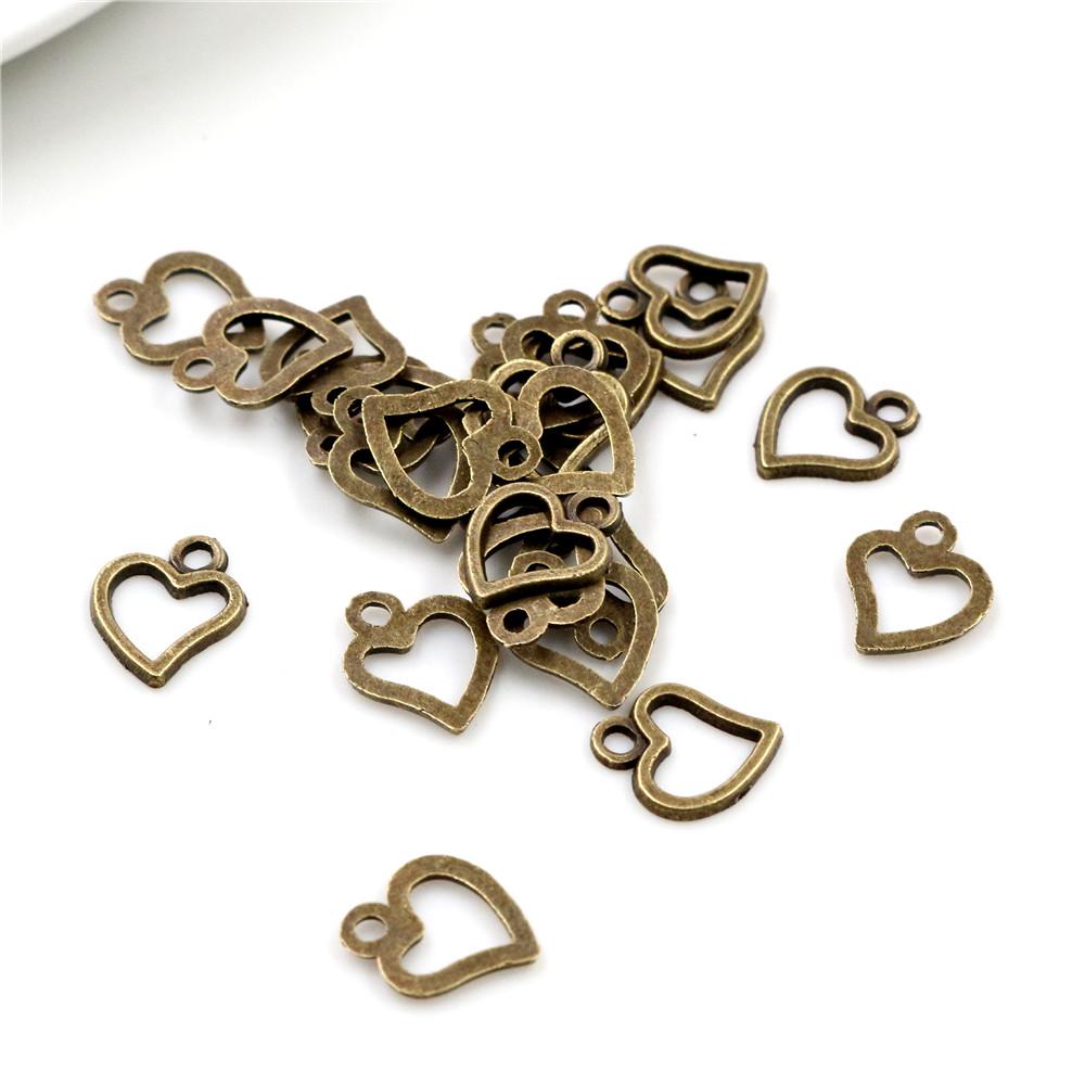 50pcs Small Hollow Heart Charms Pendant 10x8mm Zinc Alloy DIY Jewelry Making Accessories Finding for Necklace Earrings
