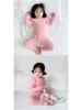 Unisex Baby Cotton Thermal Set: Cozy Brushed High-Neck Top & Trousers for Autumn/Winter