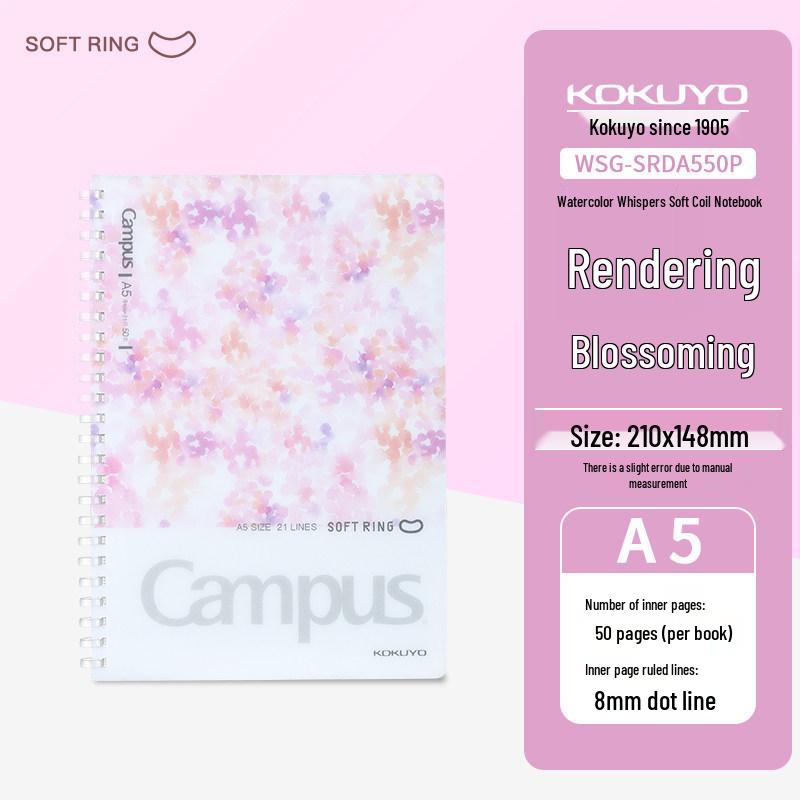 Kokuyo Soft Ring Watercolor Spiral Notebook - Gentle on Hands