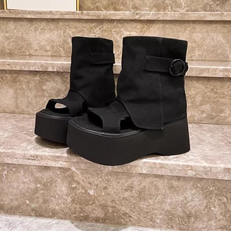 

Flats Platform Women Sandals Cozy Soft Walking Shoes Casual Fashion Woman Open Toe Shoes 2025 Summer Cowboy Hollow Femme Zapatos 39 чёрный