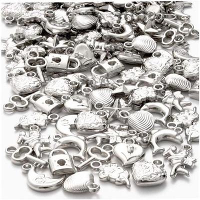 Charms - Creotime - 180 Stück - Silber - 1,5-2 cm - Gemischt