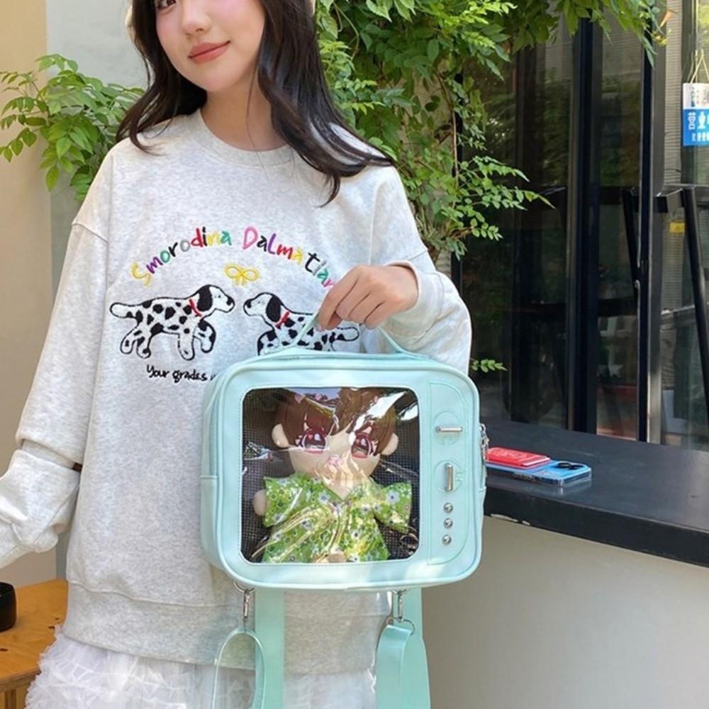 Ulzzang TV Model Backpack PU Shoulder Bag Cute Transparent Layer Ita Bag  Daily