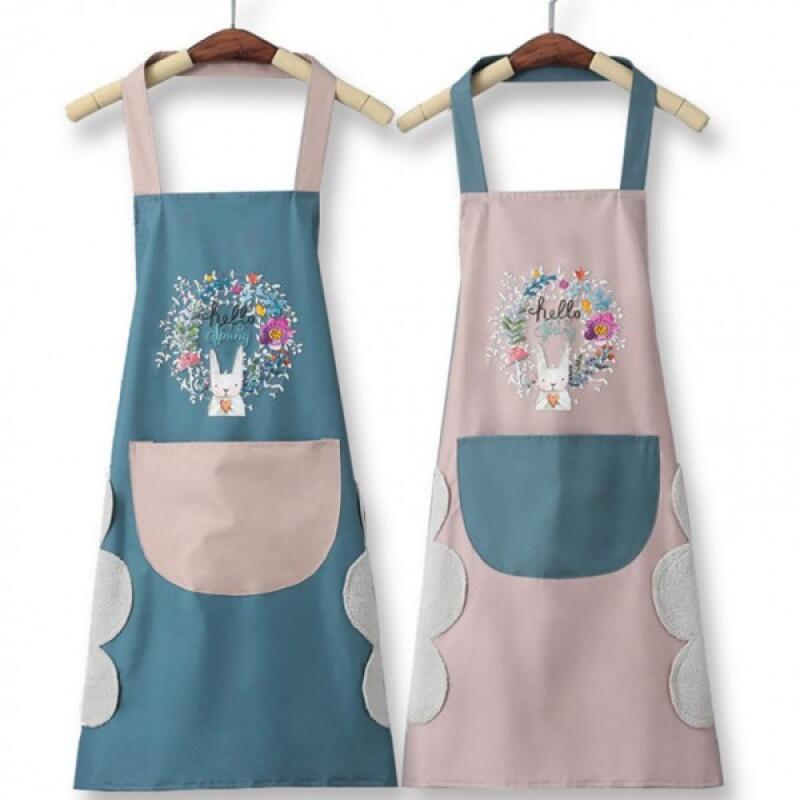 Rabbit Apron PVC Waterproof Pocket Apron Apron pink