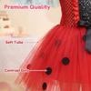 Girls Ladybug Costume Dress with Tulle Skirt and Wings for Halloween Party Cosplay Animal Performance Dress Up Set