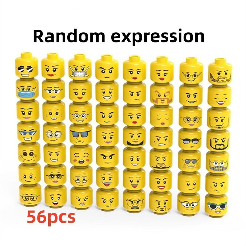 56pcs 3626 Head Expression Bricks Toys For Technical MOC Buildings Blocks DIY Gifts Compatible Mini Doll Small Particle Parts