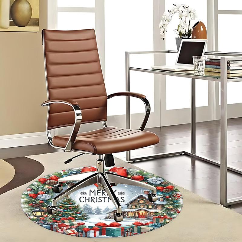

1pc Christmas Wreath Design Office Chair Mat - Non-Slip Carpet for Home Decor, Seasonal Gift, Suitable for Office, Living Room, Bedroom, Game Room, Do 80cm by 80cm