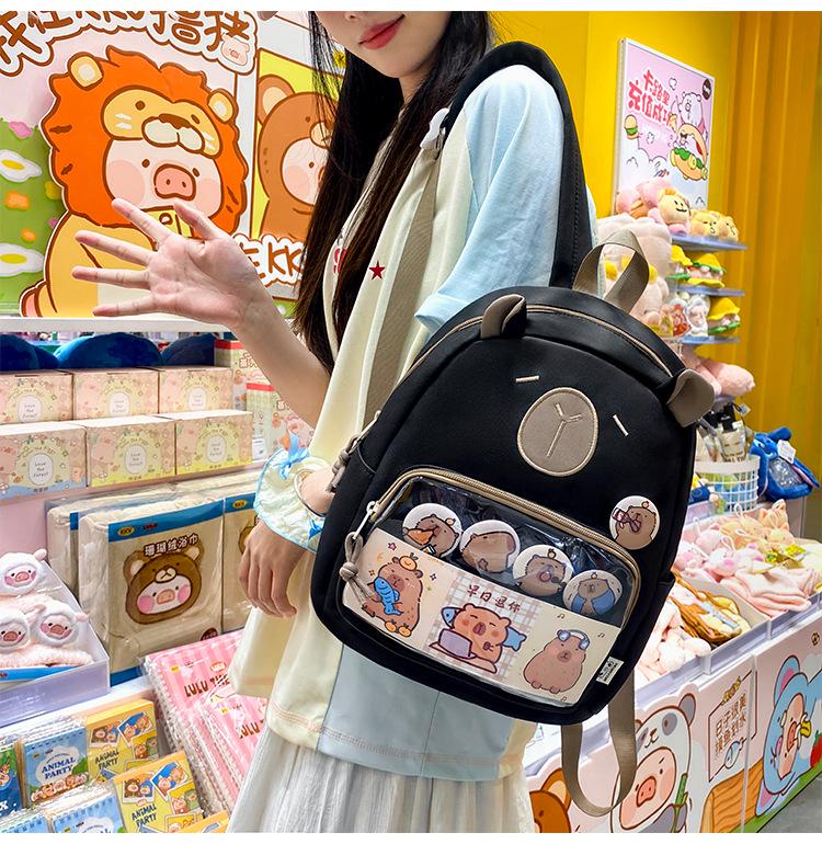 High-Capacity Capybara Backpack - Japanese Cartoon Schoolbag for Students and Travel
