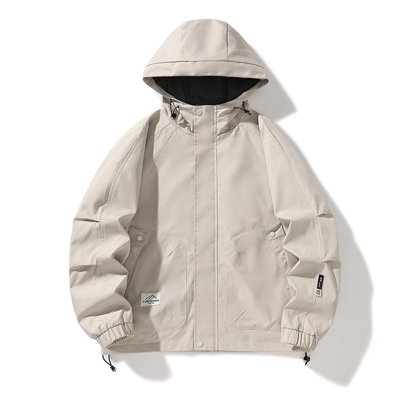 Spring and Autumn New Men's Jacket Men's Hooded Versatile Loose Workwear Casual Teen Solid Color Men's Jacket