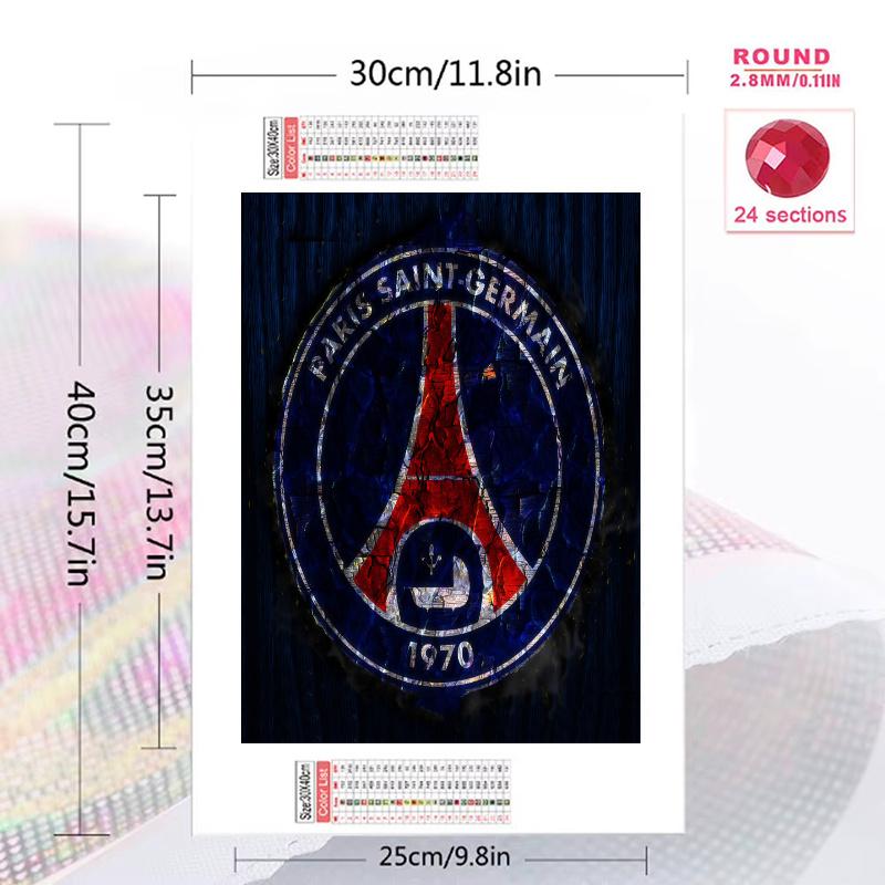 PSG logo Pattern 3pcs 100% Round Full Drill 5D DIY Diamond Painting Embroidery Cross Stitch Rhinestone Décor