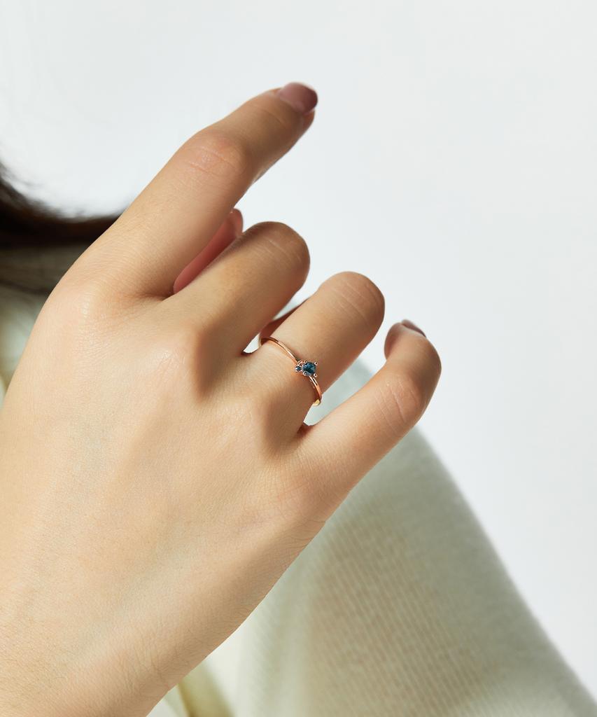 Helene Jewelry 14K 18K Aria Rough Blue Diamond Miss Ring Gold Ring