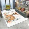 Watercolor Deer Floral Area Rug With Cute Animal Plant Pattern Soft Decorative Carpet For Living Room Bedroom Kids Room