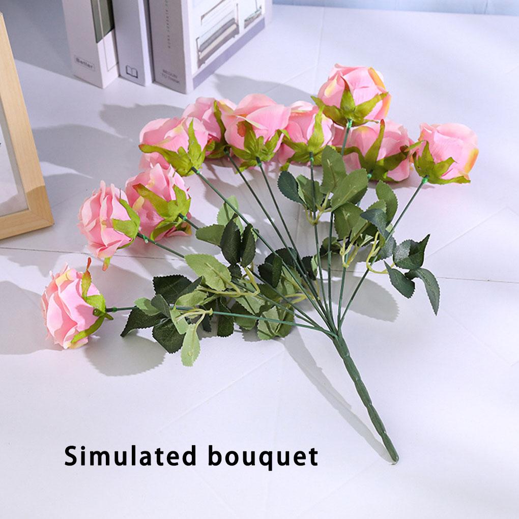 10 Heads Rose Artificial Flowers Bouquet Wedding Home Party Decor