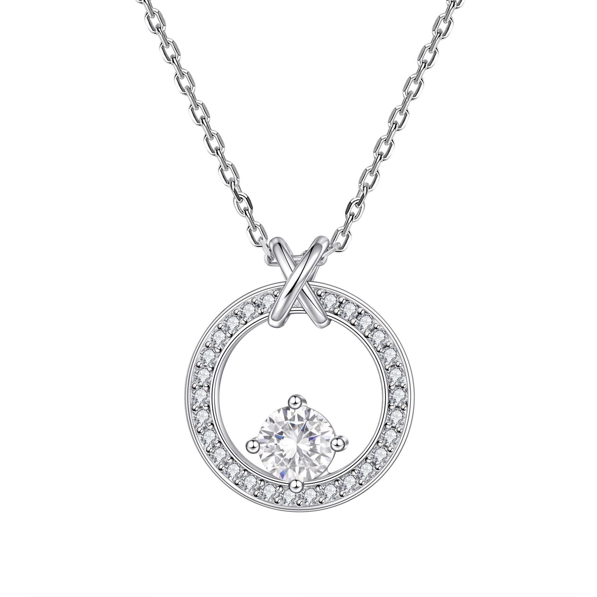 S925 sterling silver ring pendant necklace accessories women s light luxury zircon necklace design sense 925 silver платиновый