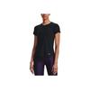 Under Armour Back Hollow Out Elastic Round Neck Training Running Breathable Short Sleeve T-Shirt Women Tops Black 1369764-001