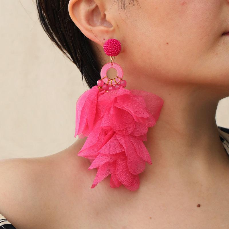 Fashion Women Statement Big Earrings Bohemian Holiday Party Fabric Long Tassel Drop Dangle Earring Handmade Charm Trendy Jewelry