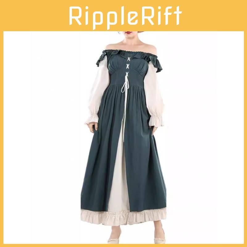 Renaissance Medieval The Lotus Long Sleeves Dresses Cosplay Clothes Costume
