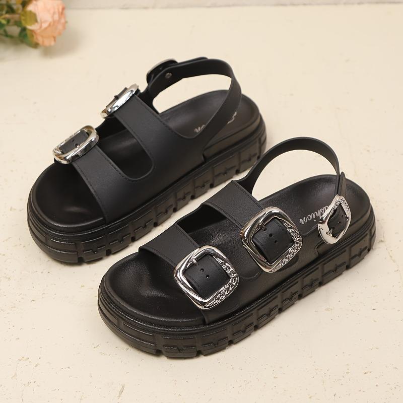 Women's Summer Beach Vacation Fashion Double-Buckle Design Comfortable Trendy Versatile Indoor Outdoor Bohemian Style Sandals