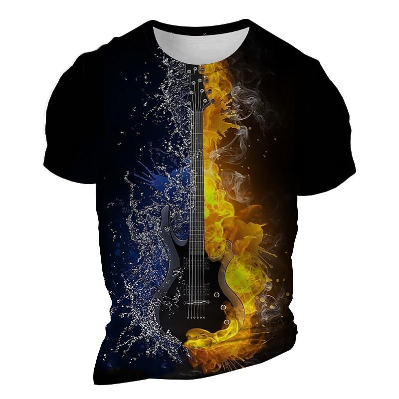 

Music Festival Men s Graphic Hellfire Flames Flame Fire T Shirt Short Sleeve T shirt 3D Print Crew Neck Shirt Daily Designer Casual 5XL