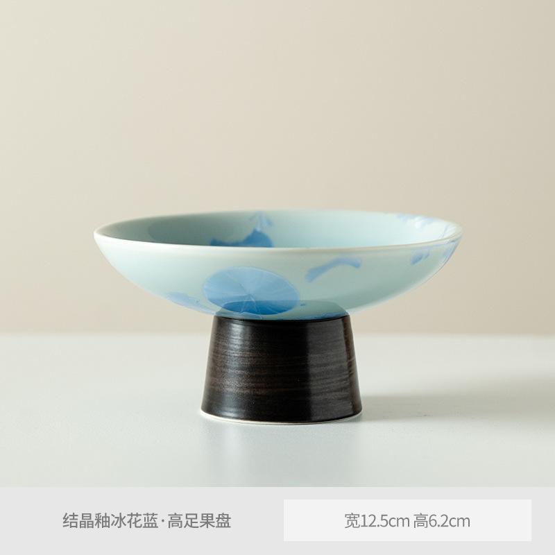 

Ice Flowers Crystal Glaze Fruit Dishes Creative Pastry Plate Fruit Snack Plate Household Plates For Food Tea Items Decoration