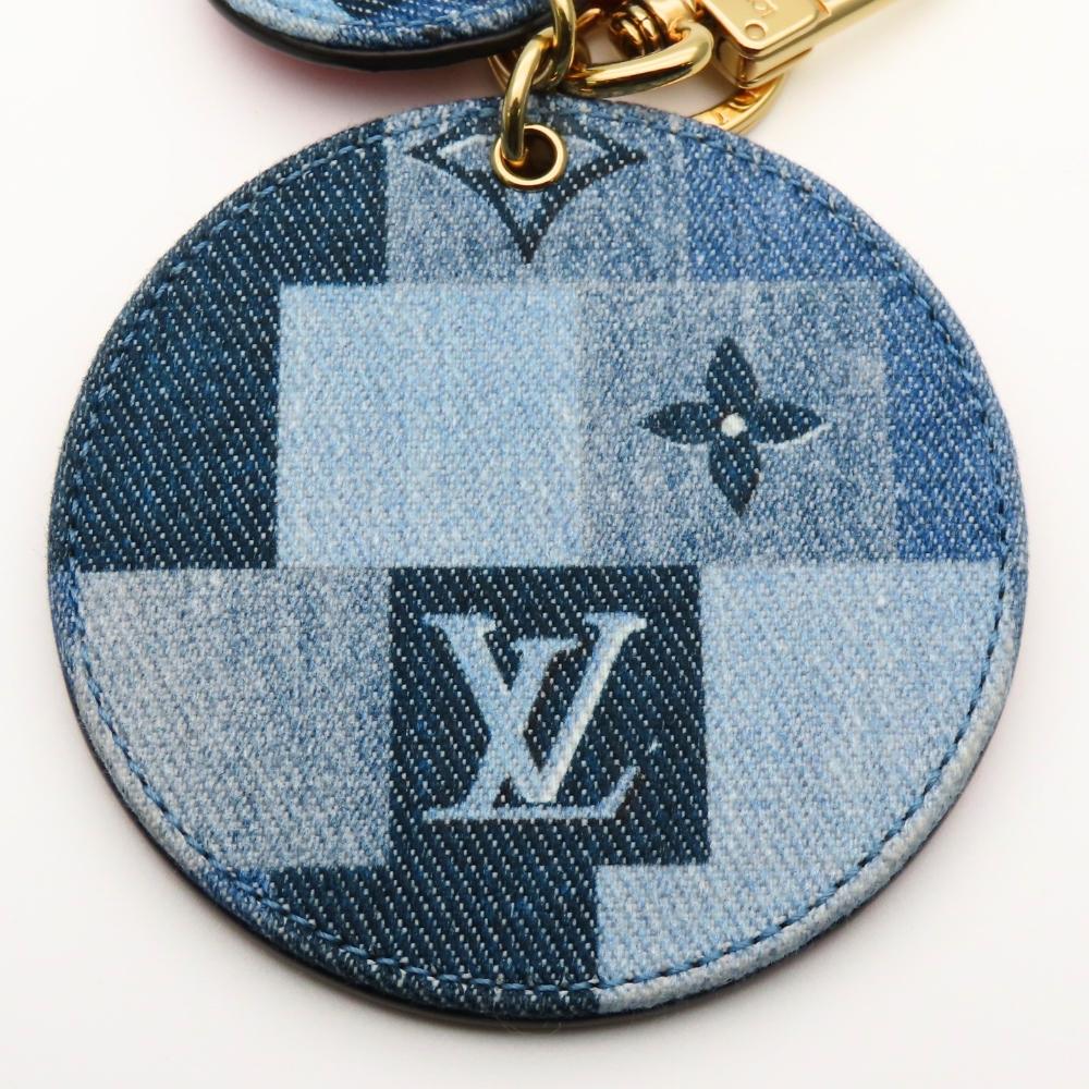 Used LOUIS VUITTON key ring Porto Kure M69017 Monogram denim/leather Blue Red Key ring