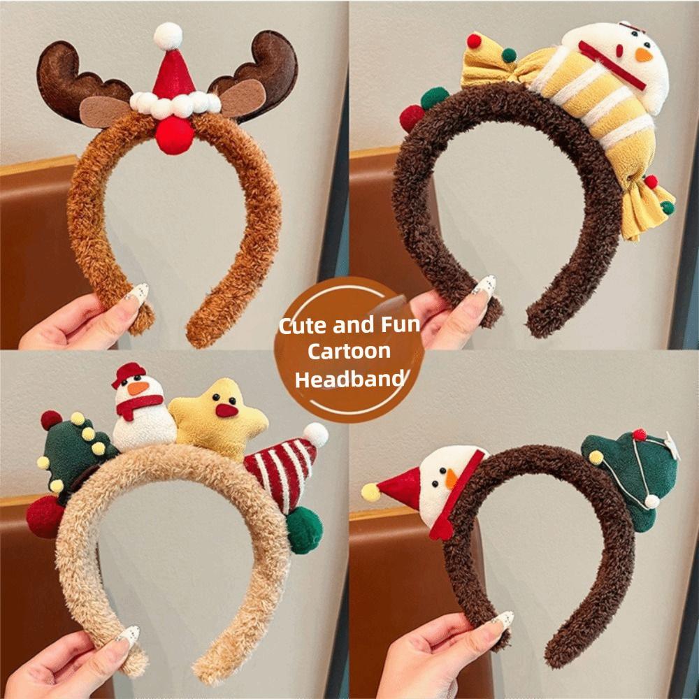 Premiun Funny Elk Christmas Tree Headband Snowman Cartoon Cartoon Elk Hairband Bow Decoration Cute Hair Clasp Gifts