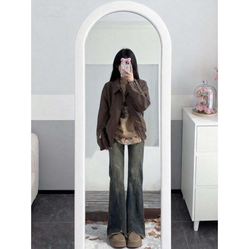 Women s Plus Size Velvet Micro-Flare Jeans - High Waist, Slimming, Straight Leg, for Autumn/Winter L