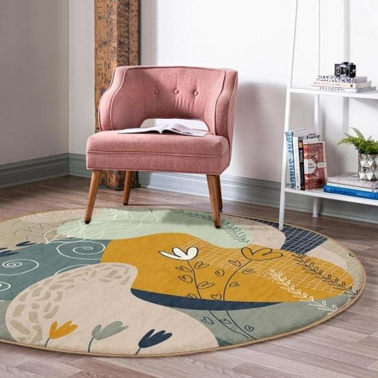 

Розовый пол с цветочным рисунком, специальный дизайн, красочная гостиная и круглый ковер для гостиной с моющимся нескользящим основанием Deymend