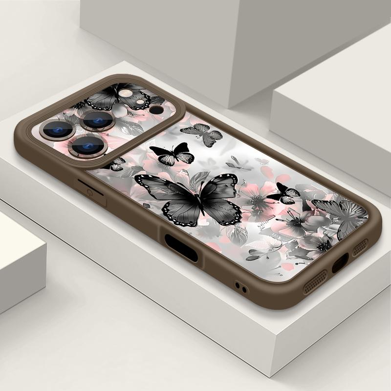 Soft TPU Phone Case For iPhone 17 Pro 15 16 Pro Max 14 13 Pro Max 16e 17e Shockproof Black Butterfly Printed Silicone Back Cover