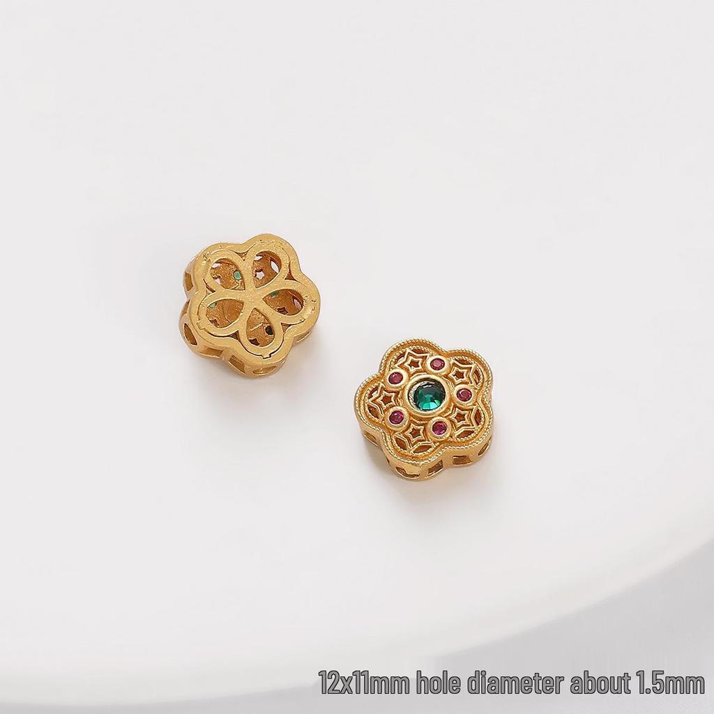 Pozlacené prolamované korálky s kočičím okem a imitací nefritu pro výrobu šperků DIY