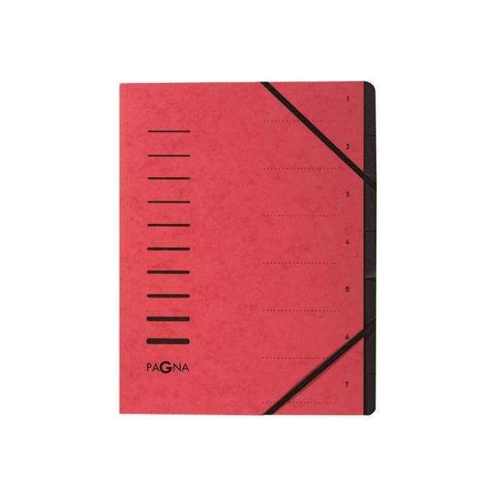 Pagna Office - Trieur - 7 Compartiments - 7 Positions - 5 Mm - A4 - À Onglets - Rouge