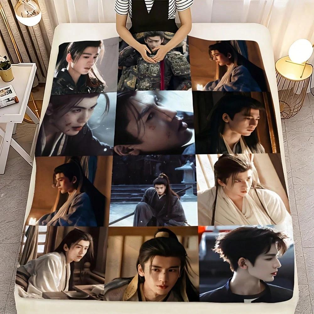 Drama Zhu Yu Character Print Flannel Blanket, Soft All-season Blanket for Sofa Bed Office Nap, Ideal Holiday Gift